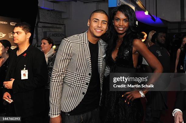 Quincy Brown and Kim Porter attend Life Ball Welcome Party on May 18, 2012 at Le Meridien hotel in Vienna, Austria. The 20th Life Ball, an annual...