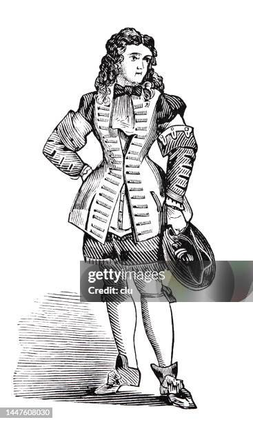 medieval young man holding his hat - medieval stock illustrations stock illustrations