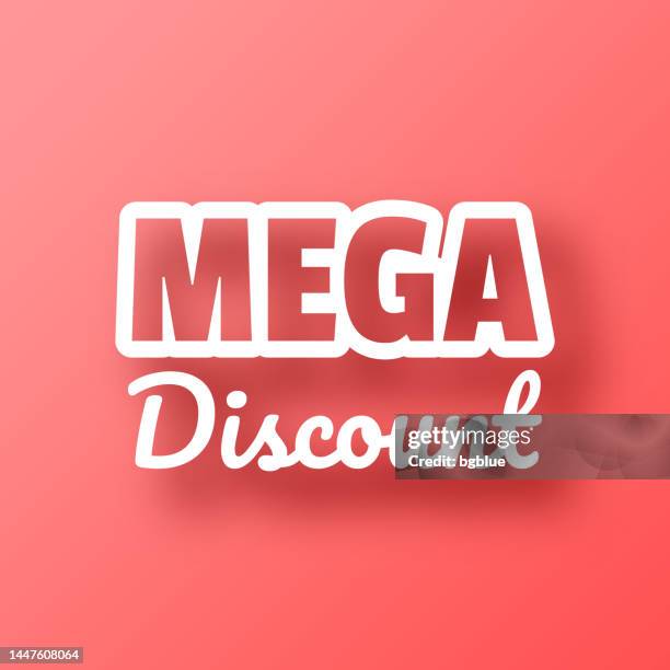 mega discount. icon on red background with shadow - large purchase stock illustrations