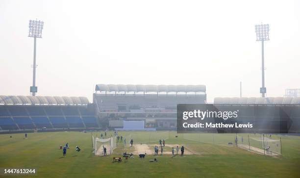 Pakistan and England pictured during a net session ahead of the Second Test Match between Pakistan and England at Multan Cricket Stadium on December...