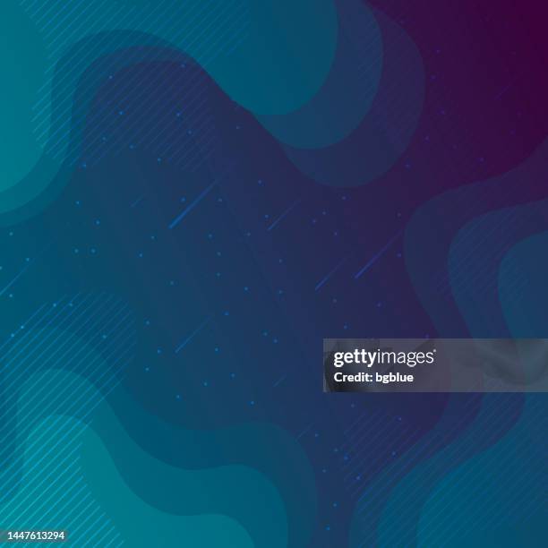 trendiger sternenhimmel mit fließenden und geometrischen formen - blue gradient - meteorstrom stock-grafiken, -clipart, -cartoons und -symbole