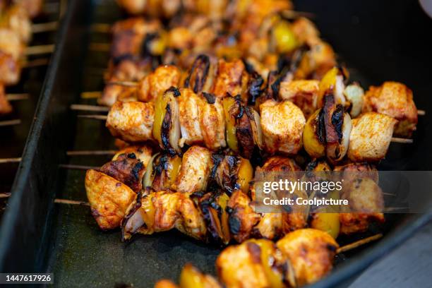 christmas market - souvlaki stockfoto's en -beelden