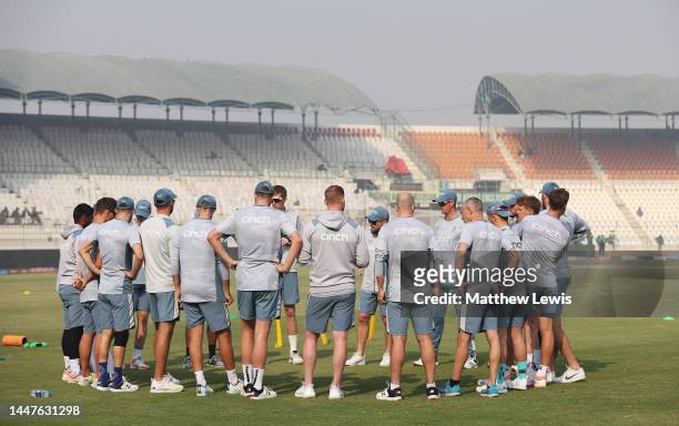 England pictured during a net session ahead of the Second Test Match between Pakistan and England at Multan Cricket Stadium on December 08, 2022 in...