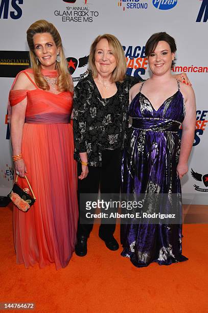 Nancy Davis, Teri Garr and Molly O'Neill arrive at the 19th Annual Race to Erase MS held at the Hyatt Regency Century Plaza on May 18, 2012 in...