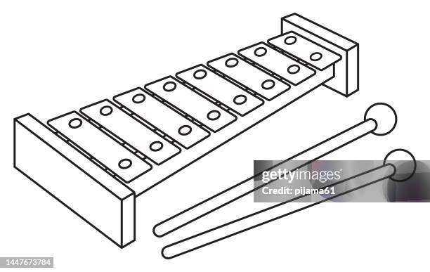 schwarz-weißes xylophon - xylophone stock-grafiken, -clipart, -cartoons und -symbole