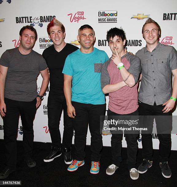 Patent Pending Rob Feliciti, Anthony Mingoia, Joe Ragosta, Travis McGee and Marc Kantor arrive for "Battle of the Bands" at The Joint at the Hard...