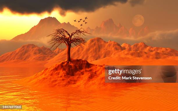 desert landscape, brought about by climate change - desertification stock illustrations