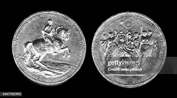 old engraved illustration of great seal under king george iii of england - george iii of the united kingdom stock pictures, royalty-free photos & images