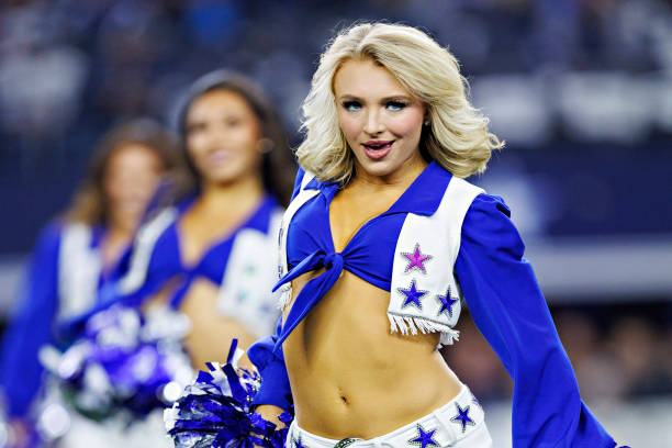 Dallas Cowboy Cheerleaders perform during a game against the Indianapolis Colts at AT&T Stadium on December 4, 2022 in Arlington, Texas. The Cowboys...