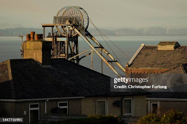 The winding wheel of Haig Colliery Mining Museum adjacent to the West Cumbria Mining offices who have been given approval to once again extract coalm...