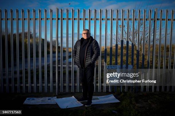 Mining supporter Whitehaven Deputy Mayor councillor Edwin Dinsdale poses by the gate of the former Woodhouse Colliery site where West Cumbria Mining...