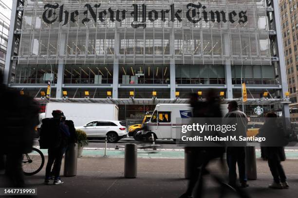 The New York Times headquarters is seen on December 08, 2022 in New York City. More than 1,100 unionized New York Times staff members participated in...