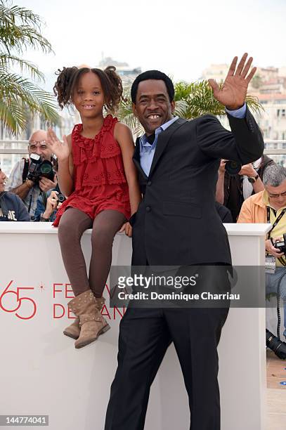 Quvenzhane Wallis and Dwight Henry attend the "Beasts Of The Southern Wild" Photocall during the 65th Annual Cannes Film Festival at Palais des...
