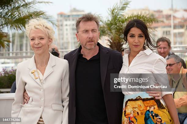 Un Certain Regard Jury member Tonie Marshall, Leila Bekhti and Jury President Tim Roth attends the Un Certain Regard Photocall during the 65th Annual...