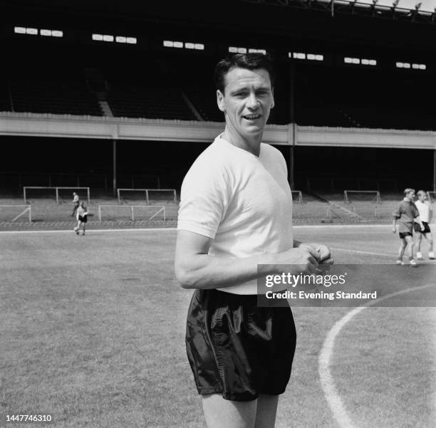 English footballer Bobby Robson , a forward with West Bromwich Albion football club, at Highbury ahead of the 1961 FA Charity Shield match at White...