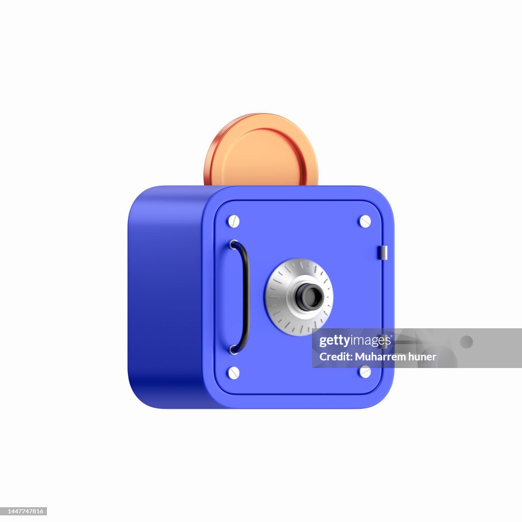 3d icon illustration of the concept of putting money in the bank and saving.
