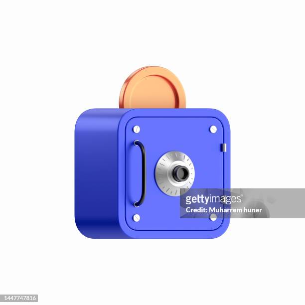 3d icon illustration of the concept of putting money in the bank and saving. - vaulted door stock illustrations