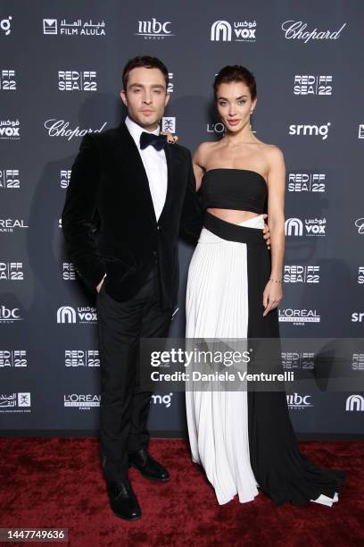 Ed Westwick and Amy Jackson attend the Closing Night Gala Red Carpet at the Red Sea International Film Festival on December 08, 2022 in Jeddah, Saudi...