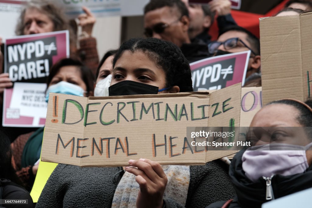 Demonstration Held At NYC's City Hall Against Mayor Adams' Plan For Mentally Ill Homeless