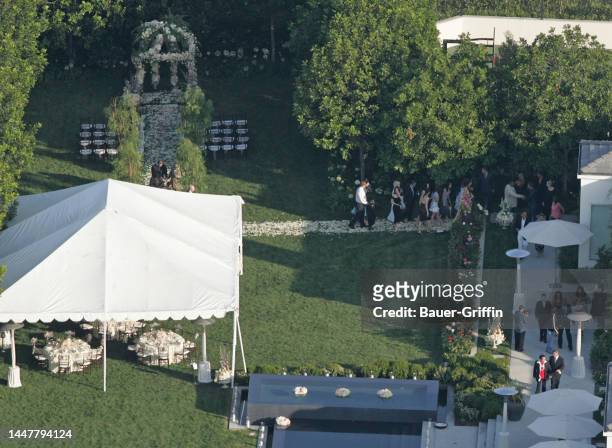 View of the wedding of Jennifer Lopez and Marc Anthony is seen on June 05, 2004 in Los Angeles, California.