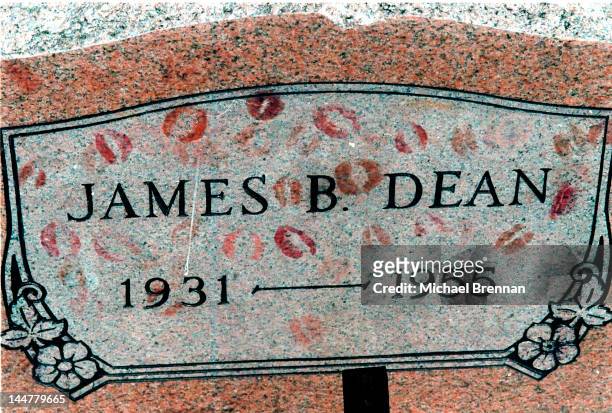 The grave of film star James Byron Dean in Fairmount, Indiana, September 1997. Pilgrims travel to the small town to commemorate his death on...