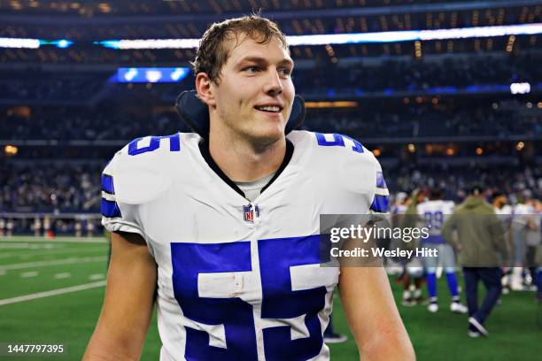 Leighton Vander Esch of the Dallas Cowboys walks off the field after a game against the Indianapolis Colts at AT&T Stadium on December 4, 2022 in...