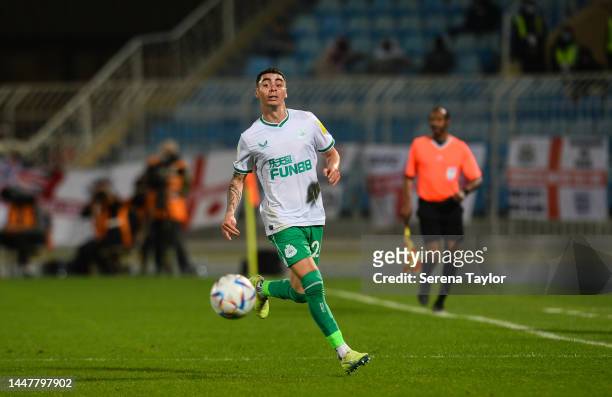 Miguel Almirón of Newcastle United FC controls the ball during the Friendly match between Al Hilal and Newcastle United at the Prince Faisal bin Fahd...