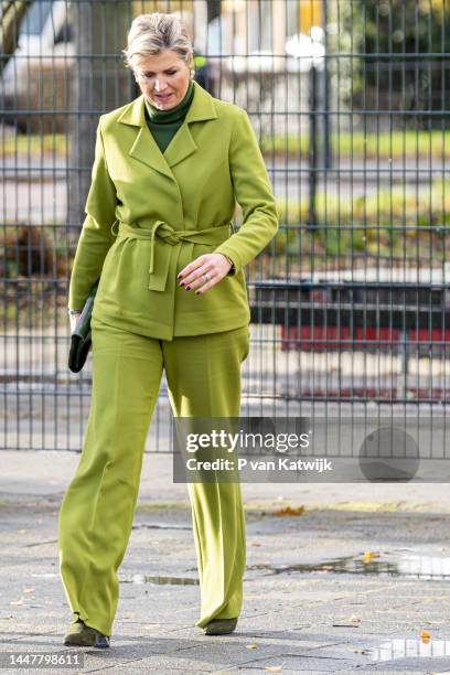 Queen Maxima of The Netherlands visits OBS De Globe school to see the music lessons ahead of the Christmas concert of the largest school band next...