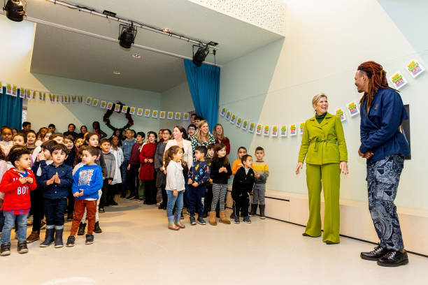 NLD: Queen Maxima Of The Netherlands  Visits Music Project Prior To Christmas Concert In Haarlem