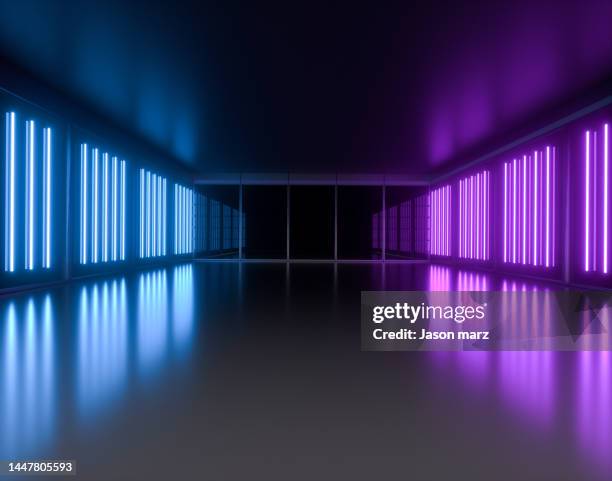 abstract neon light background,3d render - blank room stock-fotos und bilder