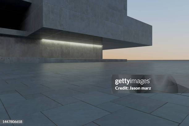 art museum building at night - futuristic doors opening stock pictures, royalty-free photos & images