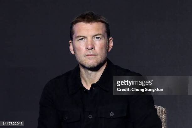 Actor Sam Worthington attends the press conference for "Avatar: The Way Of The Water" on December 09, 2022 in Seoul, South Korea.