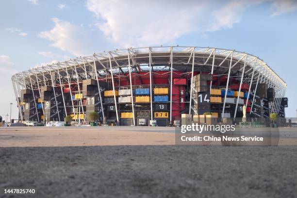 View of the Stadium 974 for World Cup Qatar 2022 on December 8, 2022 in Doha, Qatar. The stadium was primarily built using 974 repurposed shipping...