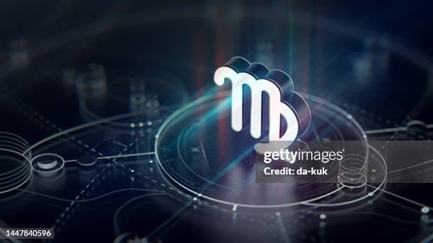 virgo zodiac sign with astrology map background - virgo stock pictures, royalty-free photos & images