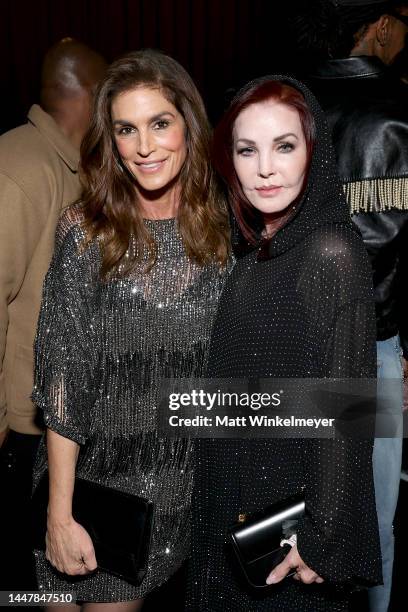 Cindy Crawford and Priscilla Presley attend Celine at The Wiltern on December 08, 2022 in Los Angeles, California.