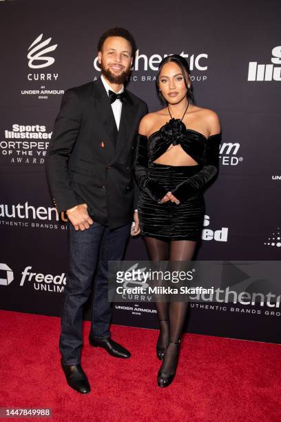 Steph and Ayesha Curry arrive at 2022 Sports Illustrated Sportsperson Of The Year Awards at The Regency Ballroom on December 08, 2022 in San...