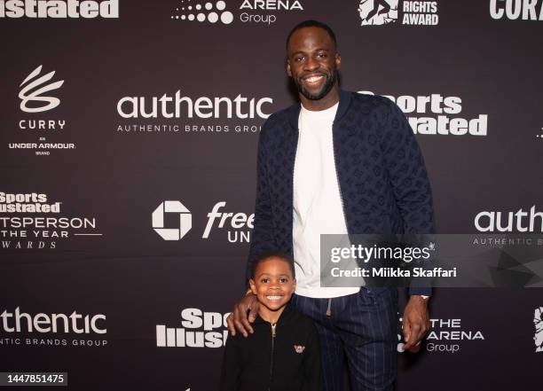 Draymond Green arrives with his son at 2022 Sports Illustrated Sportsperson Of The Year Awards at The Regency Ballroom on December 08, 2022 in San...