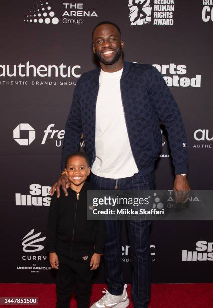 Draymond Green arrives with his son at 2022 Sports Illustrated Sportsperson Of The Year Awards at The Regency Ballroom on December 08, 2022 in San...