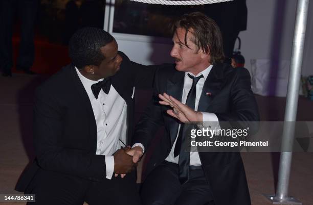 Musician Sean Combs and actor Sean Penn attend the Haiti Carnival in Cannes Benefitting J/P HRO, Artists for Peace and Justice & Happy Hearts Fund...