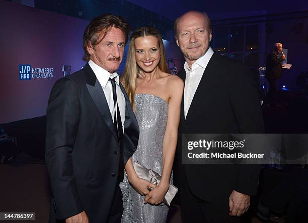 Actor Sean Penn, model Petra Nemcova and director Paul Haggis attends the Haiti Carnival in Cannes Benefitting J/P HRO, Artists for Peace and Justice...