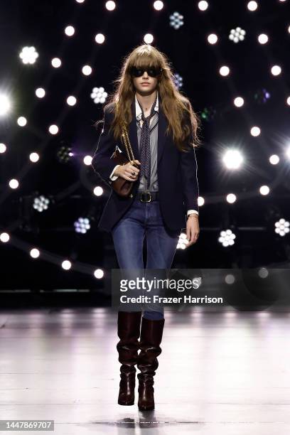 Model walks the runway at Celine at The Wiltern on December 08, 2022 in Los Angeles, California.