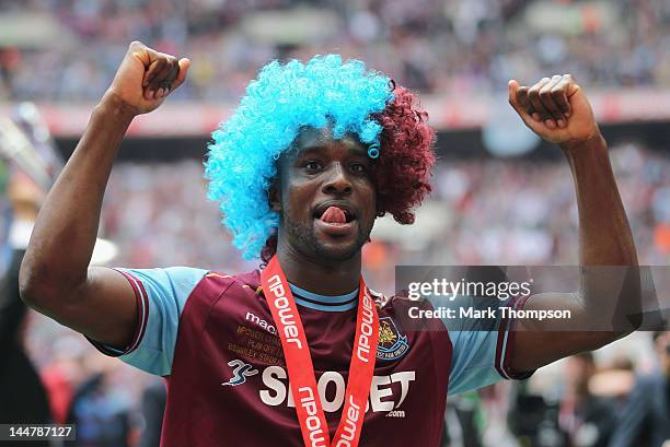 Carlton Cole of West Ham celebrates his team's victory after the npower Championship - Playoff Final between West Ham United and Blackpool at Wembley...