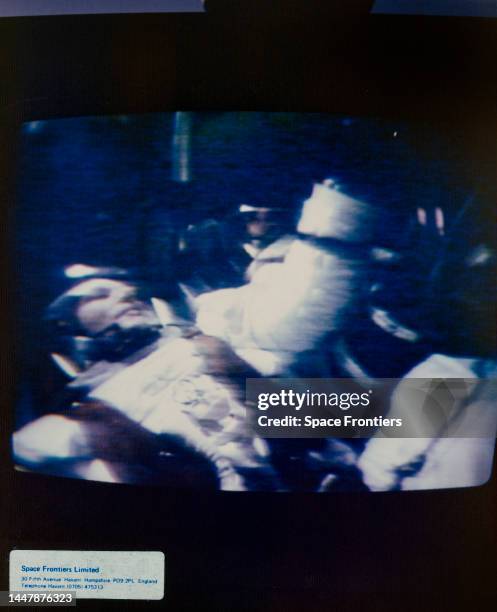 Astronaut in a monitor grab taken during a NASA Apollo mission, circa 1970. The Apollo program was NASA's third US human spaceflight program which...