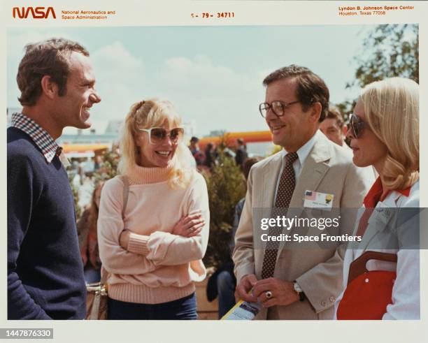 American politician Barry Goldwater Jr with his wife, Susan Goldwater, American politician and lawyer Ted Stevens , and American NASA astronaut and...