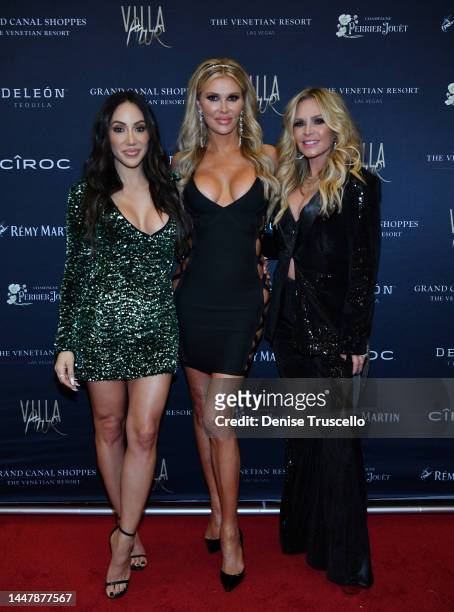 Melissa Gorga, Brandi Glanville and Tamra Judge arrive at the grand opening of Villa Azur Las Vegas in the Grand Canal Shoppes at The Venetian Las...