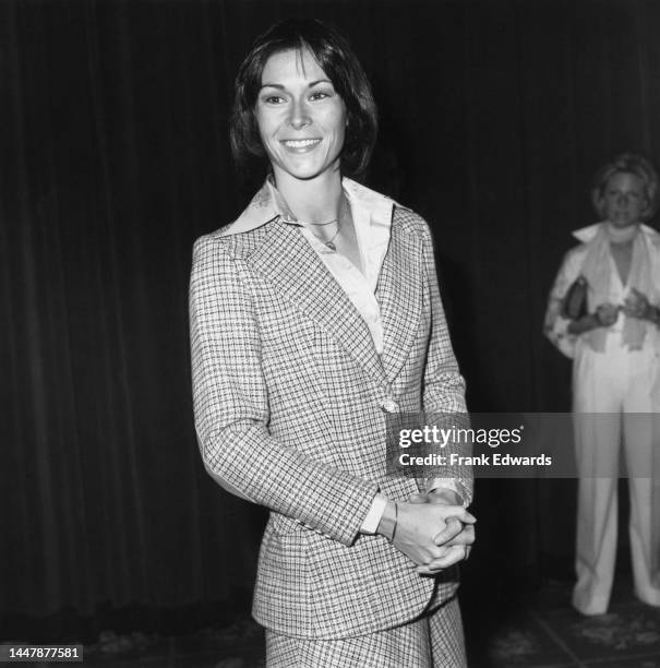 American actress Kate Jackson, wearing a tweed suit, attends the 36th Annual Golden Apple Awards at the Beverly Wilshire Hotel, Beverly Hills,...