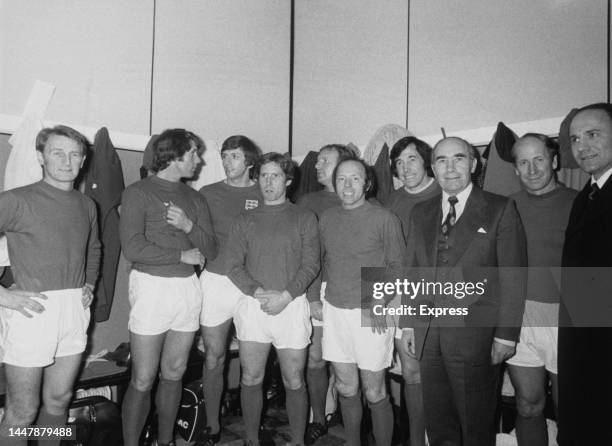 British footballer George Eastham, British footballer Geoff Hurst, British footballer Martin Peters , British footballer Alan Ball , British...