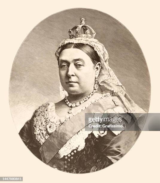 queen victoria i of england portrait 1888 - queen victoria i stock illustrations