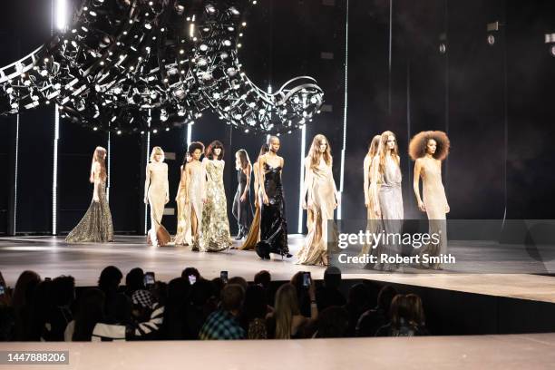 Model walks the runway at Celine at The Wiltern at The Wiltern on December 08, 2022 in Los Angeles, California.