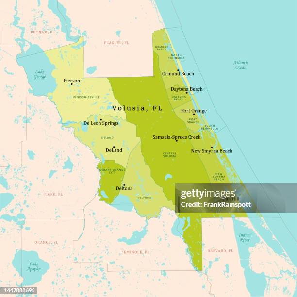 fl volusia county vector map green - ormond beach florida stock illustrations